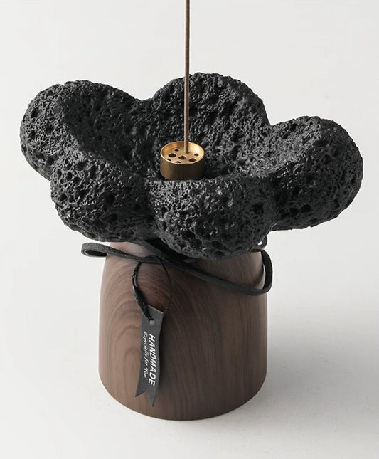 Wabi-Sabi Incense Burner | Minimalist Ceramic & Walnut Aroma Holder